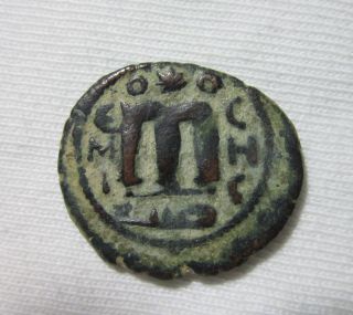 Arab - Byzantine.  Ae Fals.  685 - 692 Ad.  Imitative Of Constans Ii.  Emesa.  4.  61 Gram photo