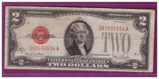 1928g $2 Dollar Bill Old Us Note Legal Tender Paper Money Currency Red Seal V160 photo