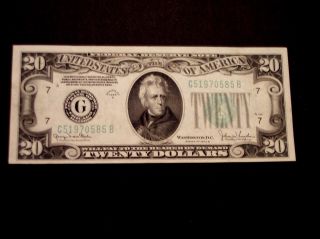 1934 D Federal Reserve Note $20.  00 Chicago District In Au, photo
