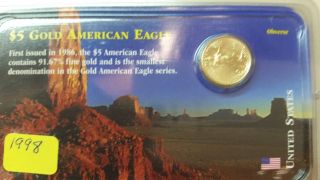 1998 1/10 Oz Gold American Eagle - Brilliant Uncirculated photo