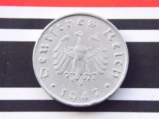 German Coin 10 Reichspfennig 1947 A Zinc Allied Occupation Thrid Reich Nazi Ww2 photo