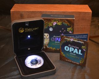2014 Australian Opal Masked Owl 1 Oz.  999 Silver Proof Coin photo