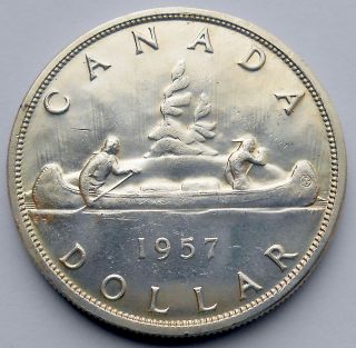 1957 Silver Dollar Unc Ms Brilliant Elizabeth Canada $1.  00 photo