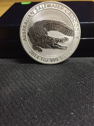 1 Oz.  Perth 2014 Australian Saltwater Crocodile Coin photo