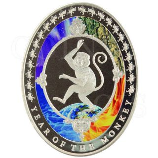 Tokelau 2016 2$ Lunar Year Of The Monkey Five Elements Proof Silver Coin photo