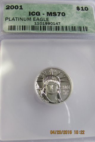 2001 Platinum Eagle $10 Liberty Icg Graded photo