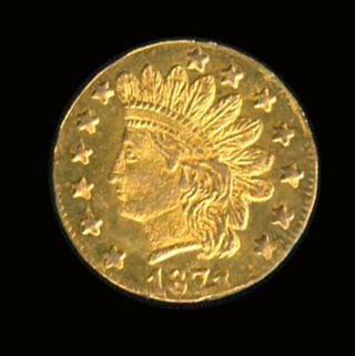 1871 Indian Head 1/4 Dollar Us California Gold Coin / Token photo