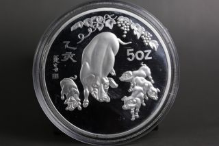 1995 Chinese Twelve Chinese Zodiac（pig） Silvers 5 Oz 999 Coin X1 photo