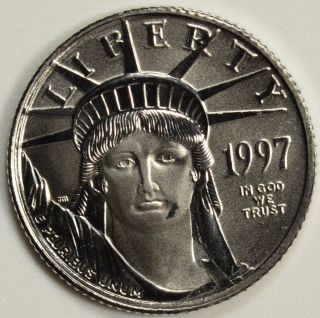 1997 $10 1/10 Oz Platinum American Eagle Statue Of Liberty photo