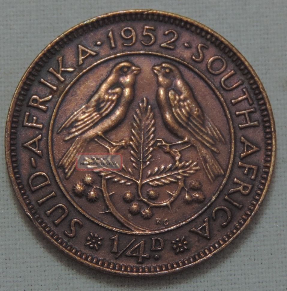 South Africa 1/4 Penny 1952 Km 32. 2 Bronze 161