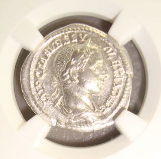 Ad 222 - 235 Severus Alexander Aequitas Rev.  Ancient Roman Silver Denarius Ngc Xf photo