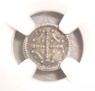 Ad 1095 - 1161 Medieval Hungary Silver Denar Ngc Au55 photo