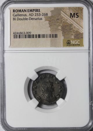 Ancient Roman Coin Gallienus Ngc Ms State Bi Double Denarius photo