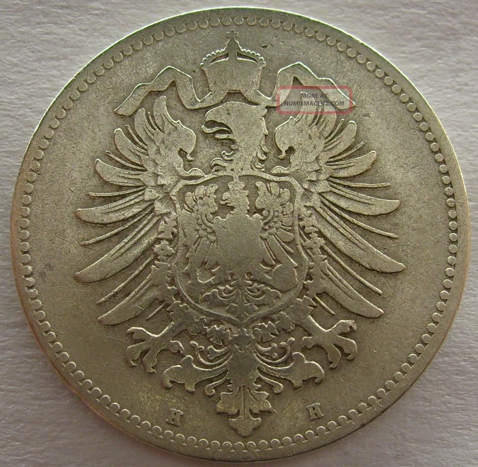 Old Antique Rare Germany 1 Mark 1874 H Silver German Empire (ind43) Germany photo