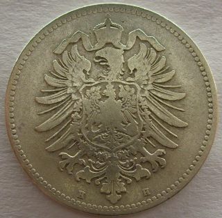 Old Antique Rare Germany 1 Mark 1874 H Silver German Empire (ind43) photo