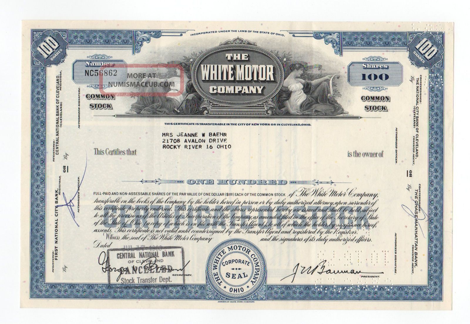 White Motor Company Stock Certificate Transportation photo