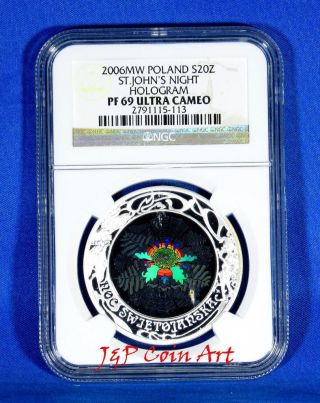 2006 Coin Of Poland Polish Silver 20zl Ngc Pf69 St.  John ' S Night photo