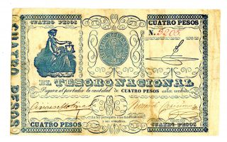 Paraguay … P - 15 … 4 Pesos … Nd (1861) … F - Vf photo