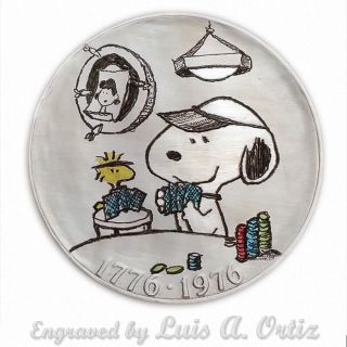 Snoopy Card Shark S640 Ike Hobo Nickel Engraved & Colored By Luis A Ortiz photo