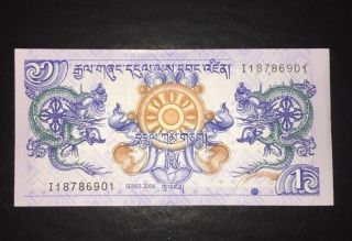 1 Ngultrum Bhutan 2006 P27 Uncirculated Banknote Bills photo