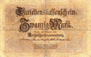 Xxx - Rare 20 Mark Banknote Darlehnskassenschein From 1914 Only 6 No photo