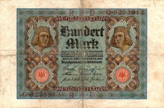 Xxx - Rare German 100 Mark Weimar Banknote From 1920 Rare 7 No F Con photo