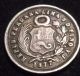 1877 Peru Silver 1 Dinero South America photo 1