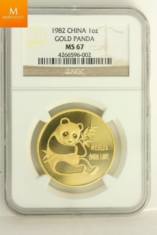 1982 China Gold Panda 1 Oz.  999 Coin Ngc Ms - 67 photo