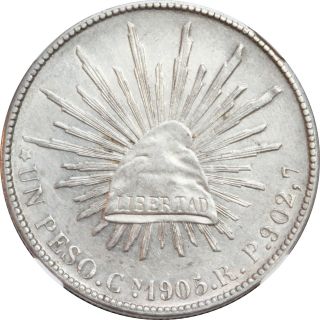 Mexico 1 Peso Cn 1905 R.  P.  Culiacan,  Ngc Au58.  Scarce. photo