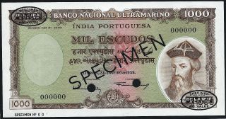 Portuguese India 1959 Pick 46 - 1000 Escudos Specimen photo
