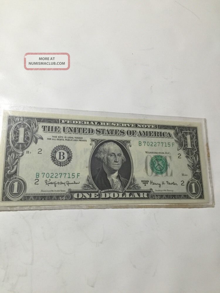 One Dollar Bill Series 1963 A Crisp Uncirculated York Small Size Notes photo
