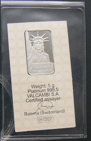 5 Gram Credit Suisse Platinum.  9995 Pure Liberty Bar photo