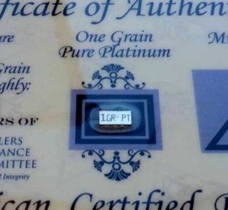 Acb 1grain Platinum 99.  9 Pure Bullion Bar In Certificate Of Authenticity photo