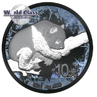 2016 10 Yuan China Panda Deep Frozen Edition Ruthenium Bu Silver Coin photo