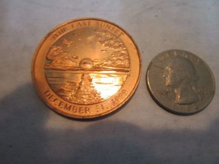December 31,  1999 The Last Sunset Copper Coin Token - Uncirculated - Estate Coin photo