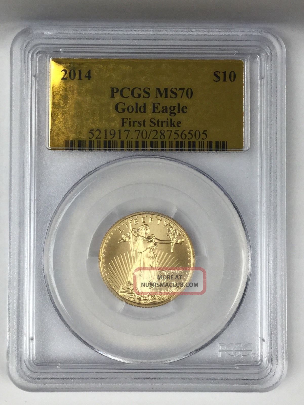 2014 1/4 Oz Gold Eagle Pcgs Ms 70 First Strike Gold Foil Label Gold photo