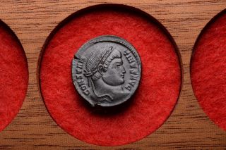 Ancient Roman Bronze Follis Coin Of Emperor Constantine The Great - 323 Ad photo