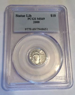2000 - 1/10oz American Platinum Eagle Ms69 Pcgs : Crisp Detail And Finish photo