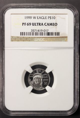 1999 - W $10 Platinum 1/10 Oz Eagle Ngc Pr69 Ultra Cameo 17 - 2cnf photo