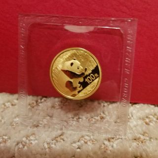 2016 8 Gram Chinese Gold Panda 100 Yuan.  999 Fine Bu photo