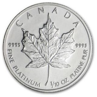 1/10 Oz Random Year Platinum (canada) Canadian Maple Leaf $5 Bu photo