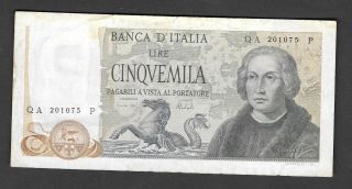 Italy,  5000 Lire Circulated Banknote 1971 - photo