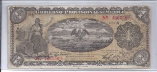1914 Mexican Provisional One Peso Large Banknote photo