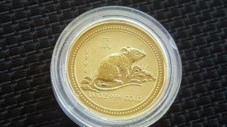 Australia 1996 1/10 Oz Gold Coin Lunar Year Of The Rat $15 Uncirculated Series I photo