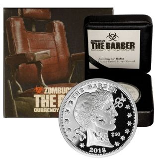 2018 Zombucks The Barber 1 Oz Proof Silver Coin And photo