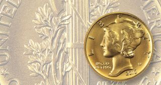 2016 - W 24k 1/10 Ounce Gold Dime From U S (at) In Hand Now photo