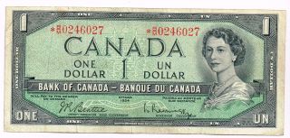 1954 (1961 - 71) Canada One Dollar Replacement Note photo