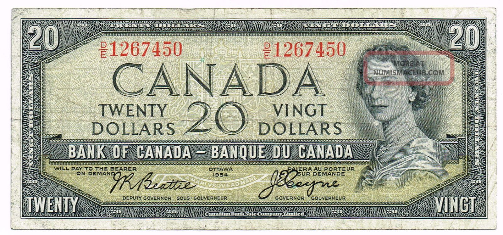 1954 Canada 20 Dollars Devil S Face Note P70b 1954-canada-20-dollars-devil-s-face-note-p70b