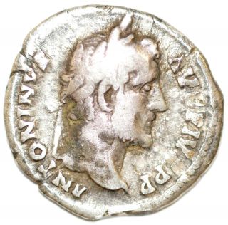 Authentic Antoninus Pius,  Ar Silver Denarius,  Rv Cos Iiii - Roman Coin - C5 photo