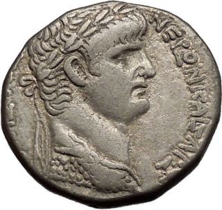 Nero 62ad Antioch Tetradrachm Large Ancient Silver Roman Coin Eagle I53405 photo